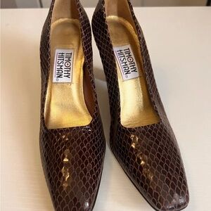 Timothy Hitsman Brown Snakeskin Heels size 8